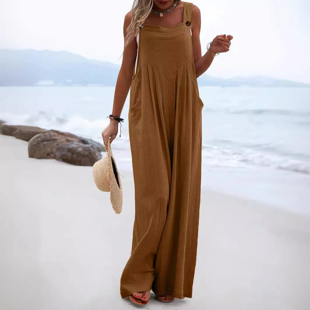 New Sleeveless Wide-Leg Button For Women