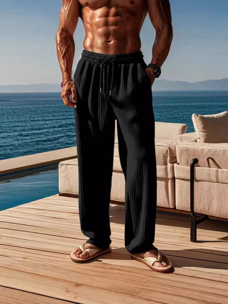 Men'S Vertical Strips Casual Sports Fashion Trousers