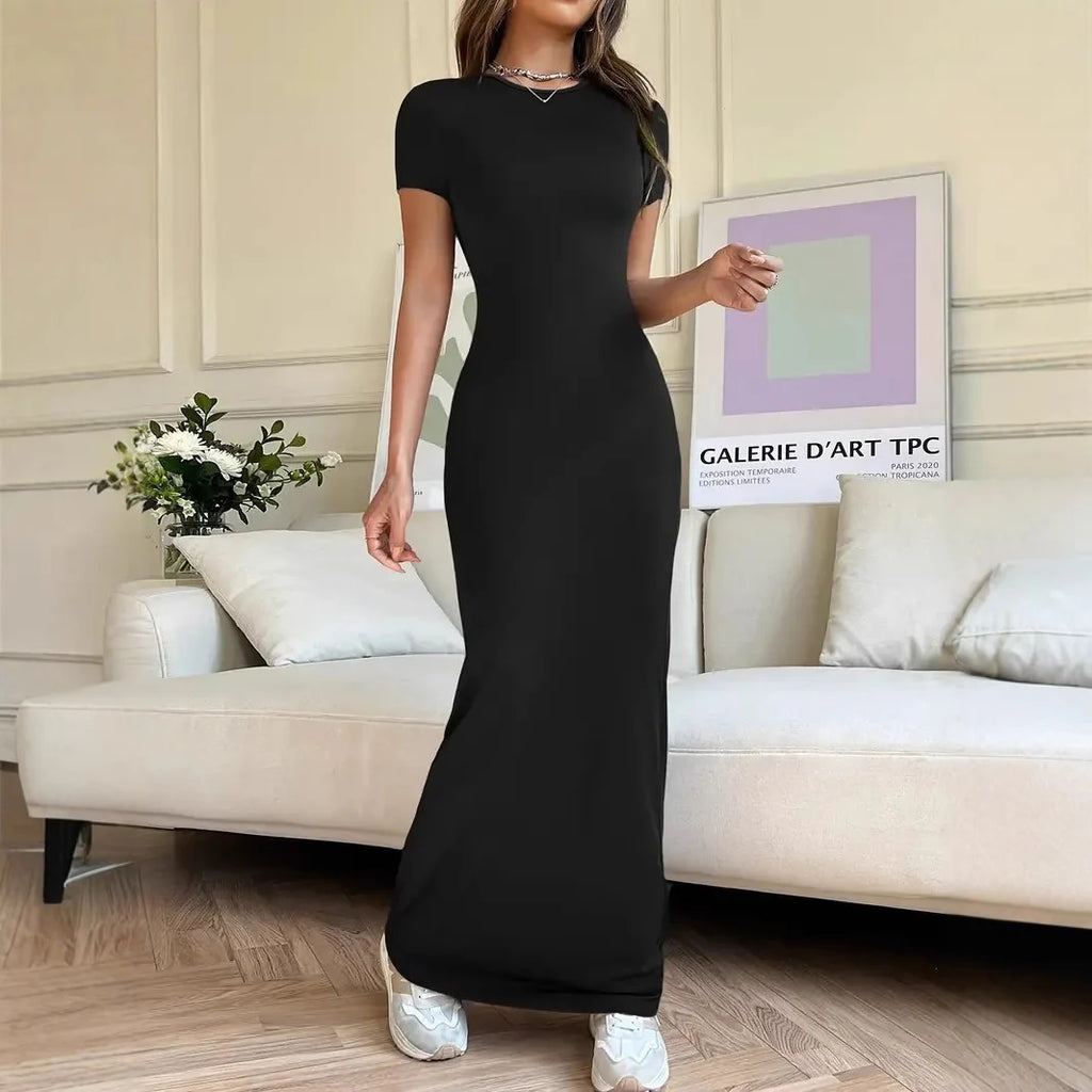 Women'S Style Slim Short-Sleeved Hot Girl Arm-Packing Dress