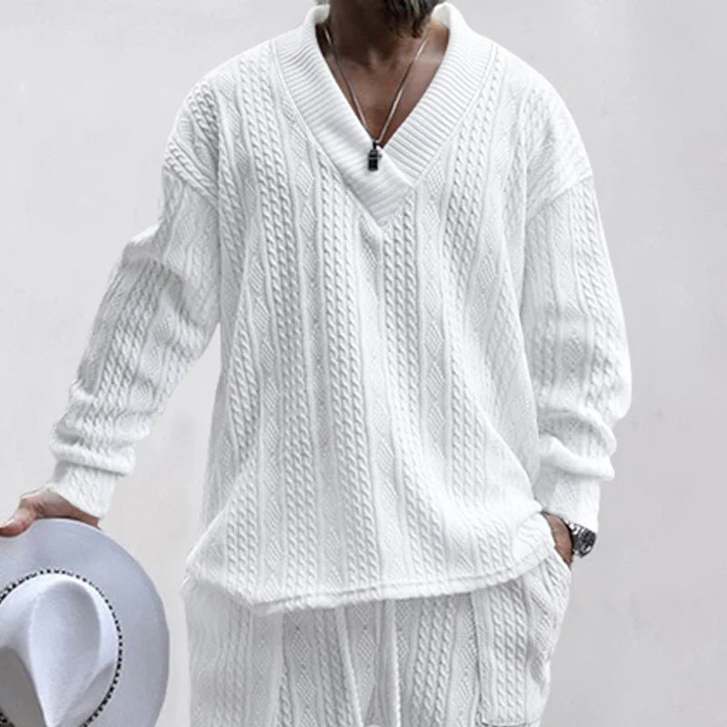 Spring and Autumn Men's jacquard knitted sweater