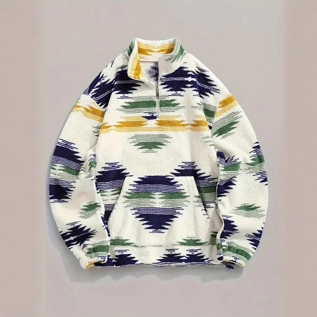 Zipper Plush Sweatshirt Top For Women